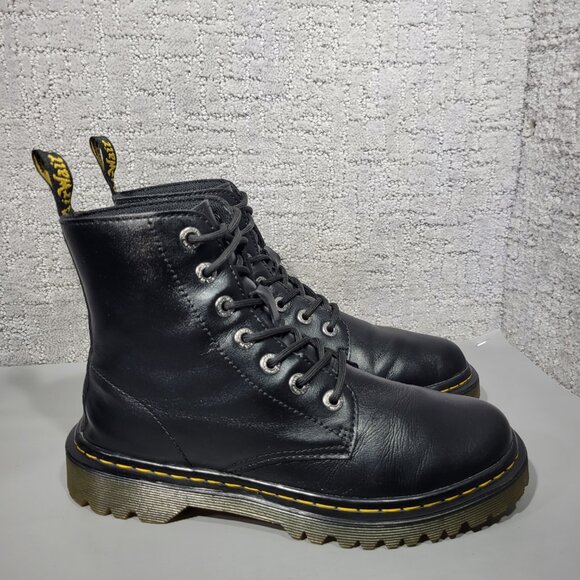 Dr Martens Luana Womens Size US 8 Black Leather Lace Up 7-Eye Combat Boot Shoes - Picture 7 of 11